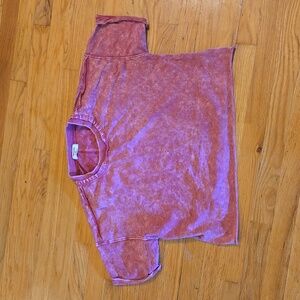 Zenana Distressed Sweatshirt Cropped - Pink - Size Medium